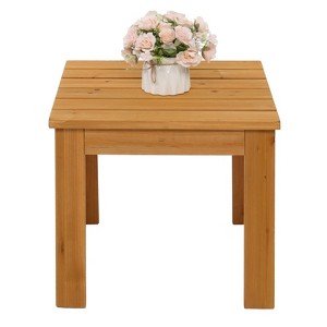 VisioGear Coffee Bistro Table, Outside End Table for Patio, Compact Side Table for Porch, Deck, Brown, 18"*18"*16" - 1 of 4