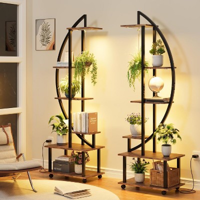 6 Tier Tall Plant Stand Shelf, Indoor Metal Plant Stands for Multiple Plants, Half Moon Tiered Plants Shelf Rack, Sturdy Circle Tiered Display Holder