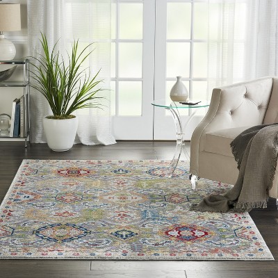 Global Vintage Grey and Multicolor Synthetic 5'3" x 7'6" Area Rug