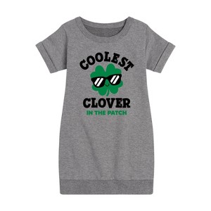 - Instant Message - St. Patrick's Day Coolest Clover in the Patch Graphic Short Sleeve Fleece Dress - 1 of 4