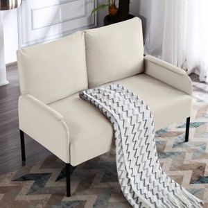 CAVINAS 45.7" Loveseat Couch - Metal Frame Sofa with Comfortable Upholstered Seating, Compact Practical Furniture for Living Room, Bedroom - 1 of 4