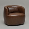 KINWELL Modern Top Grain Genuine Leather Swivel Armchair with Pillow - 2 of 4
