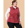 Agnes Orinda Women's Plus Size Utility Cargo Pockets Drawstring Waist Sleeveless Scrub Vests - 3 of 4