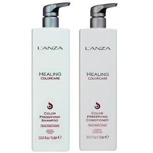 L'anza Healing ColorCare Color Preserving Shampoo & Color Care Conditioner (33.8 oz XXL LITER) DUO SET Kit Lanza Hair Color Protection - 1 of 3