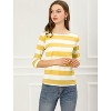 INSPIRE CHIC Women's Stripes Casual Basic Elbow Sleeves Boat Neck Slim Fit T-Shirts - 3 of 4