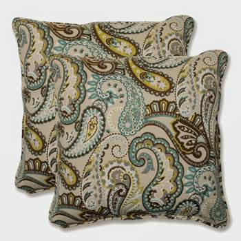 2 Pc Outdoor Square Throw Pillows - Tamara Paisley - Pillow Perfect
