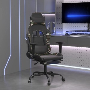 vidaXL Gaming Chair with Footrest Black and Camouflage Faux Leather - 1 of 4