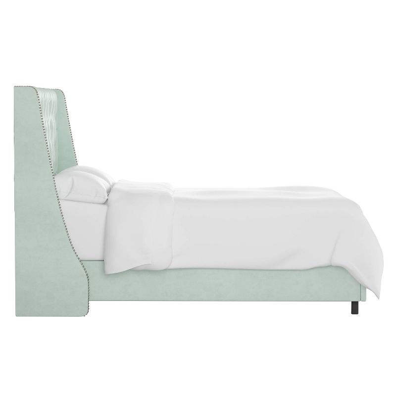 Skyline Furniture Arlette Nail Button Tufted Wingback Bed in Velvet, 4 of 12