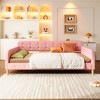 Sapphtopaz Daybed with 4 Support Legs Velvet Fabric Upholstered Bed Frame with Button Tufted and Slats Support for Apartment, Bedroom - 4 of 4