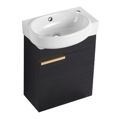 NicBex 16.8" Bathroom Vanity with Sink, Wall Mounted Bathroom Sink Cabinet, 1 Soft-Closing Cabinet Door for Bathroom
