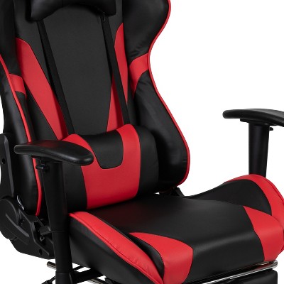 Ergonomic Black and Red Gaming Desk & Chair Set with Comfort Features