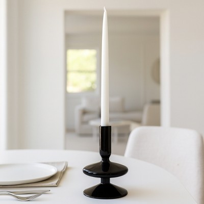 Glass Taper Candle Holder - Modern Decorative Candlestick for Home, Office, Bedroom & Living Room - Elegant Tall Contemporary Accent Decor