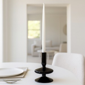 Glass Taper Candle Holder - Modern Decorative Candlestick for Home, Office, Bedroom & Living Room - Elegant Tall Contemporary Accent Decor - 1 of 4