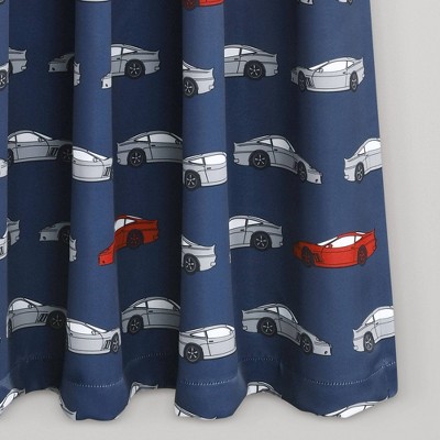 Navy Polyester Kids' Race Car Blackout Curtain Panels