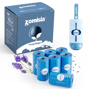 ZOMISIA Dog Poop Bags Rolls - Black-Lined Lavender Dog Waste Bags with Holder, Extra Thick 100% Leakproof, 70% Recycled GRS Certified - 1 of 4