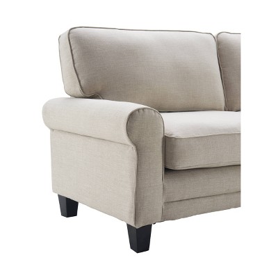 Copenhagen Light Gray 78" Microfiber Sofa with Rounded Arms and Removable Cushions