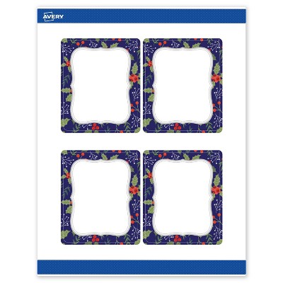 Avery Labels, 4" x 3-1/3", Silver-Navy, Matte, 40ct