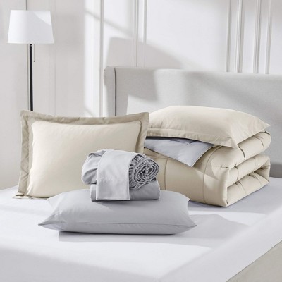 Queen Linen Reversible Microfiber Bed in a Bag Set