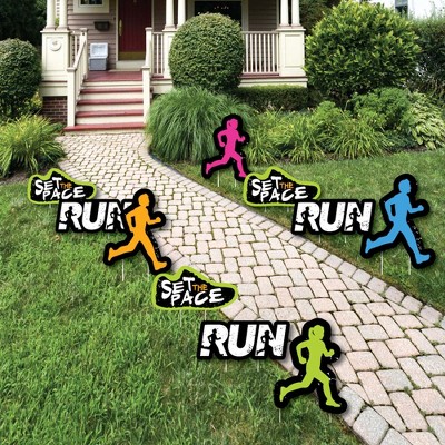 Big Dot of Happiness Set the Pace - Running - Runners and Shoe Lawn Decor - Outdoor Track, Cross Country or Marathon Party Yard Decorations - 10 Piece