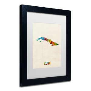 Trademark Fine Art-Michael Tompsett 'Cuba Watercolor Map' Matted Framed Art - 1 of 4