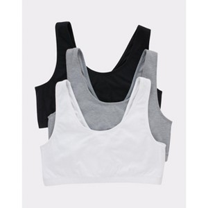 Hanes Women's Cotton Scoopneck Crop Sports Bralette, Low Impact, 3-Pack - 1 of 1