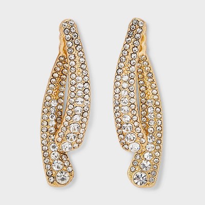SUGARFIX by BaubleBar Crystal Curved Drop Statement Earrings - Gold: Zinc Material, Post Closure