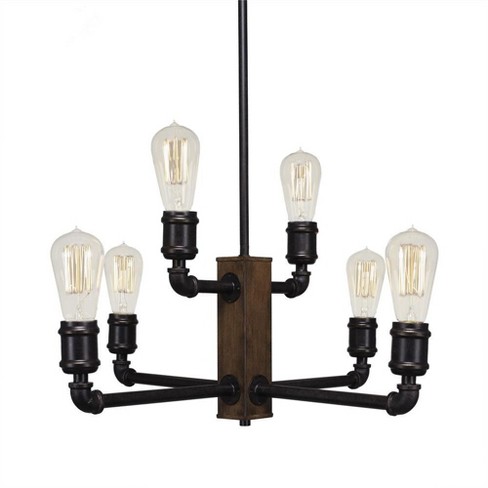 Toltec Lighting Portland 6 - Light Chandelier in  Painted Wood/Dark Granite - image 1 of 1