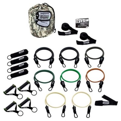 Bodylastics BLSET91 High Quality 21 Piece Full Body Exercise Equipment Warrior Set with Anti Snap Weight Resistance Bands, Handles, and Anchors