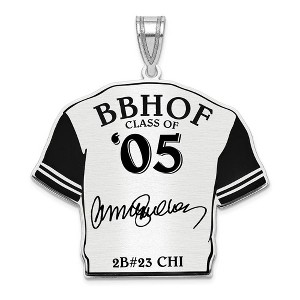 Black Bow Jewelry Sterling Silver Ryne Sandberg Signature Enamel Jersey Pendant - 1 of 4