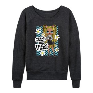 Women's - LOL Surprise! - Catch My Vibe Lightweight French Terry Wide Neck Long Sleeve Shirt - 1 of 4