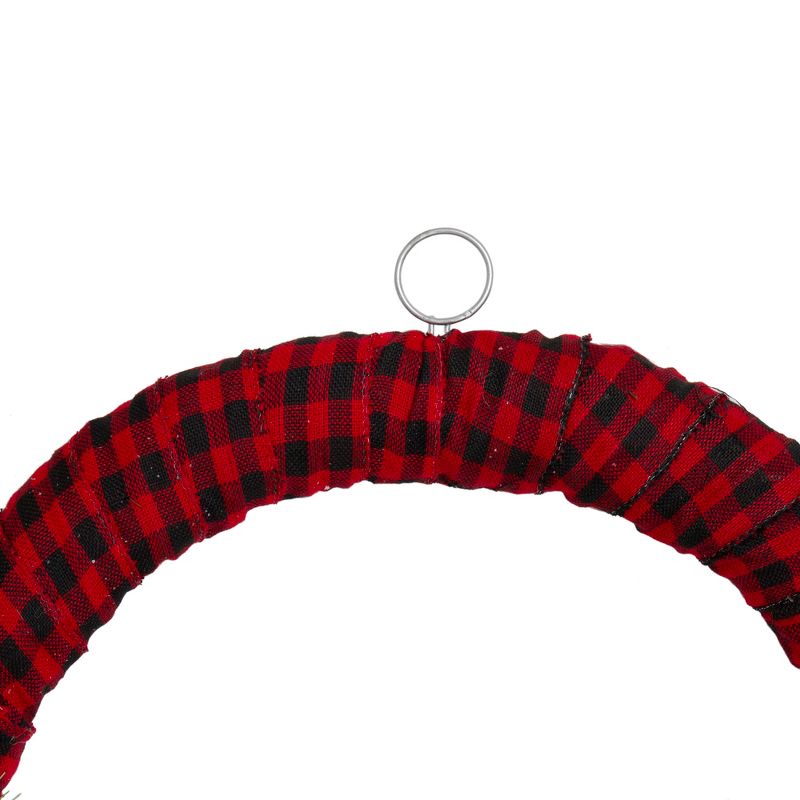 Northlight Red and Black Buffalo Plaid and Berry Artificial Christmas Wreath - 24-Inch, Unlit, 4 of 7