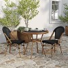 Merrick Lane Mael Bistro Style Table with Tempered Glass Top, Textilene, and Bamboo Finished Metal Frame for Indoor/Outdoor Use - 3 of 4