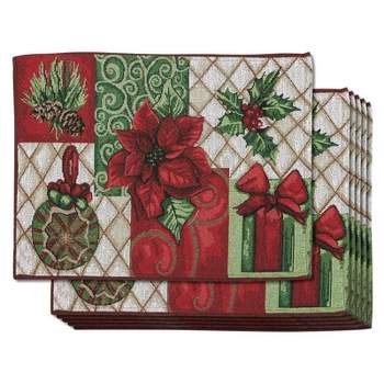 Juvale Cloth Christmas Table Placemats, Set of 6 Holiday Placemats for Xmas Decorations, 13 x 18.5 In