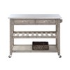 Boraam Montana Kitchen Island with Stainless Steel TopLight Barnwood Wire Brush: Acacia Wood, 2 Drawers, Storage Shelf - 3 of 4