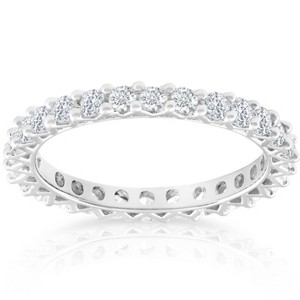 Pompeii3 1 Ct TDW Diamond Eternity Wedding Ring 10k White Gold - 1 of 4