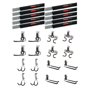 Rubbermaid 10 FastTrack Wall Mounted Storage Rails + Versatile Hook Assortment - 1 of 4