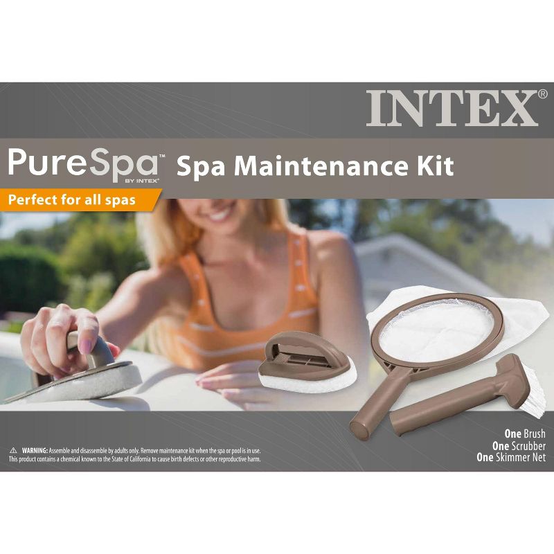 Intex PureSpa Hot Tub and Spa Maintenance Accessory Kit with Curved Brush, Mesh Net Skimmer, and Scrubber for Inflatable PureSpa Home Hot Tubs, 5 of 6