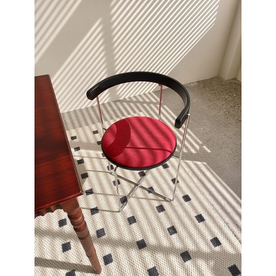 DOMETOUR 1Pc Folding Dining Chair with Modern Design, Chrome Frame with Wood back Upholstered Kitchen Chair for Dining Room Red
