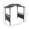 8'x5' BBQ Grill Gazebo, Outdoor Double Tiered Interlaced Polycarbonate Roof with Steel Frame, 2 Side Shelves - 3 of 4