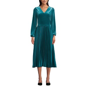 Lands' End Women's Velvet and Satin Duet Midi Dress - 1 of 4