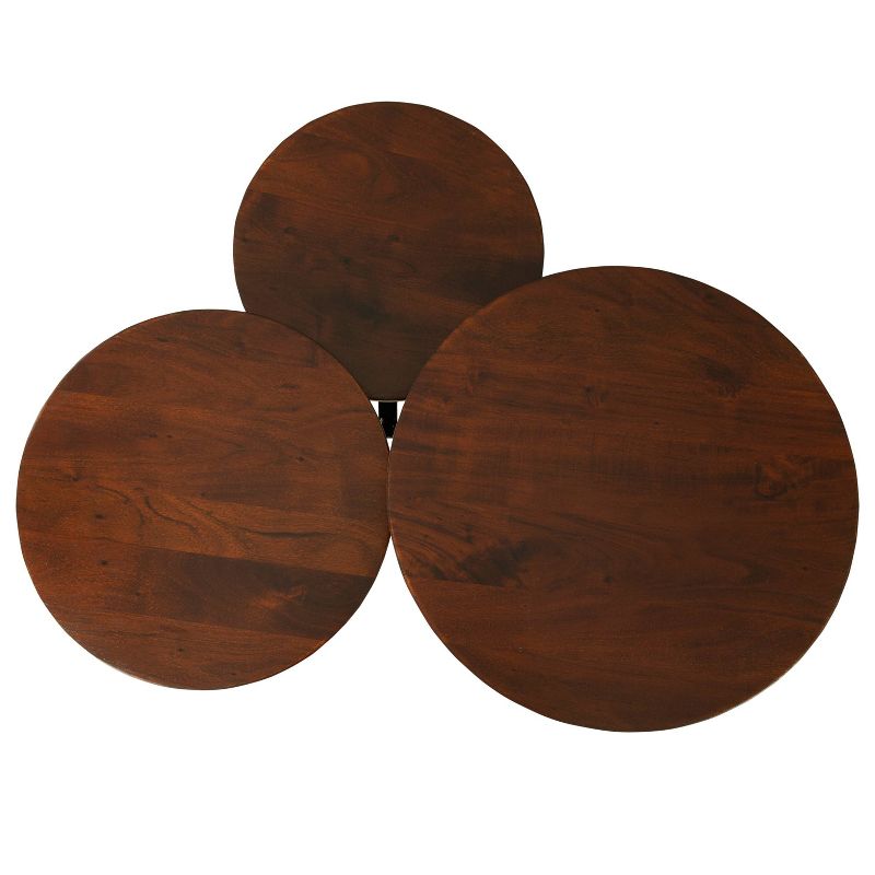 Modern Coffee Table with 3 Tier Wooden Top and Boomerang Legs Brown/Black - The Urban Port, 5 of 11