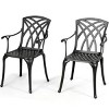 Costway Set of 2 Cast Aluminum Dining Chairs  Solid Construction W/Armrest Black - 4 of 4