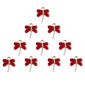 John Bead 10pcs Sweet & Petite Red Dragonfly, Small Simple Charms - 1 of 4