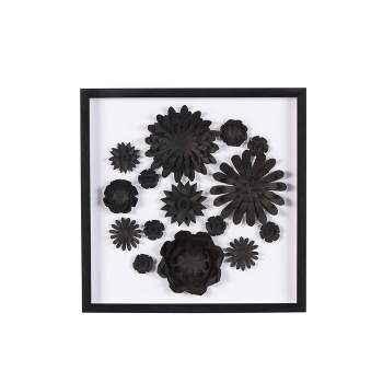 Olivia & May 20"x20" Paper Floral Cluster Shadow Box with Varying Shapes and Sizes