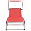 vidaXL Folding Sunlounger with Adjustable Sunroof and Backrest - Lightweight and Portable Aluminum and Textilene Fabric in Striking Red Color - 4 of 4