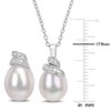 EVERLY JEWELRY | Sterling Silver 6.5-7mm White Cultured Freshwater Pearl and Diamond Accent Swirl Earrings and Pendant Set - 18 in - 2 of 3