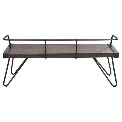 Stefani Slim Frame 51'' Walnut Antique Metal Entryway Bench