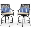 Outdoor Bar Stools Set of 2, 360° Swivel Bar Stools Counter Height with Cushion Armrest Back, Tall Outdoor Swivel BarStools for Backyard - 2 of 4