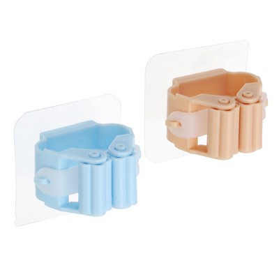 Unique Bargains Broom Grippers Self Adhesive Mop Dustpan Holders 1.9"x0.9"x1.8" 2 Pcs