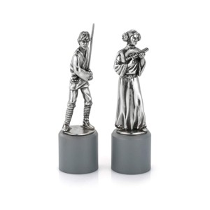 Royal Selangor Hand Finished Star Wars Collection Pewter Luke & Leia King & Queen Chess Piece Pair Gift - 1 of 4